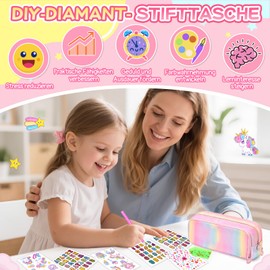 Gift Girls 5 6 7 8 9 10 Years: Crafts Girls 6-7-8-10-9 Years Diamond Painting Children's Pencil Case Craft Set Children from 4-10 Years Children's Birthday Pencil Case Toy from 4 5 6 7 8 Years