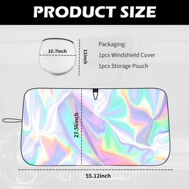 55.12 * 27.56" Windshield Sun Shade Foldable,Upgraded 210T Radium Titanium Silver Car Windshield Cover with Storage Pouch for Automotive Interior Protection,Universal Car Sun Shade (55.12*27.56 inch)