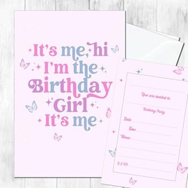 Pop Girl It's Me Party Invites Birthday Invitations & Envelopes (WRITE ON) New (Pack of 20 with envelopes)