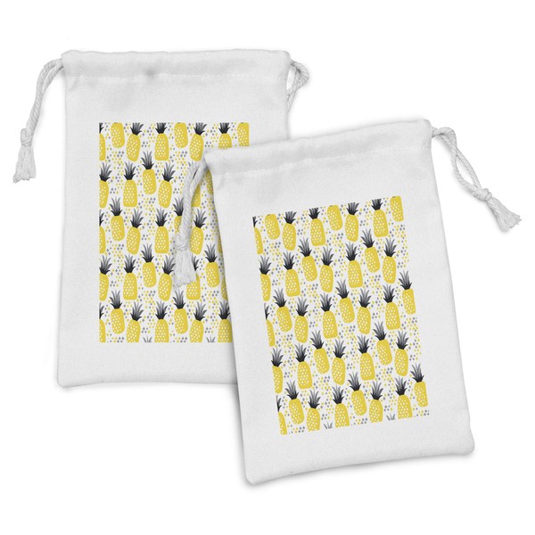 Ambesonne Exotic Fabric Pouch Set of 2, Pineapples Tropic Accents