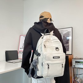 ZESU Korean-Style Backpack, School Commute, Large Capacity, Rucksack, Unisex, Casual Bag, Going to Work or School, High School, white