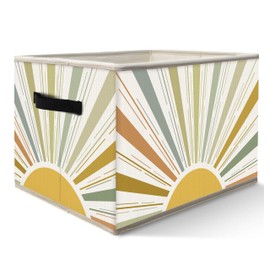 FDHSPAAM Boho Rainbow Sunshine Storage Bins Box with Handles, Abstract Mid Century Modern Minimalist Sun Sunrise Collapsible Fabric Storage Basket Box Organizer for Bedroom Bathroom Clothes Toys Books