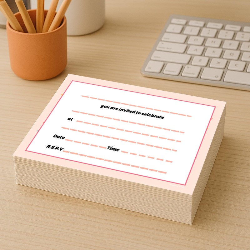20 Double Sided Sleepover Party Invitations for Girls, Colorful Unique