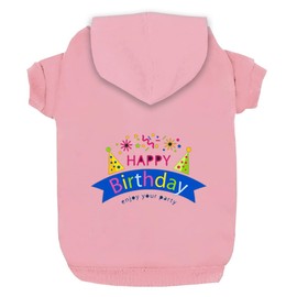 Izefia Pink Dog Hoodie for Small Dogs, Medium Dogs, Cat - 3XL - Happy Birthday Gift - Fleece Sweater - Warm Cotton Dog Hoodie