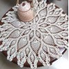 gracebuy 60cm Beige Round HANDMADE Floral Crochet Lace Tablecloths Doilies