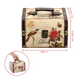 ELLDOO Decorative Treasure Chest Box, Wooden + PU Leather Storage Box for Jewelry Trinkets, Keepsakes box for Girls Women Gifts (Bird + Flower Pattern)