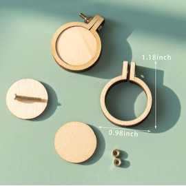 Framendino, 20 Pack Mini Embroidery Hoops Wood Hoops Round Cross Stitch Hoops for Frame Crafts Jewelry