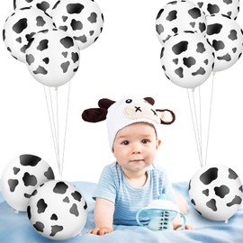 25 Pieces Cow Party Balloons Funny Print Balloons Latex Baby Shower Balloons Western Theme Farm Balloons for Birthday Farm Party Favor Supplies Decorations (Cow Style)
