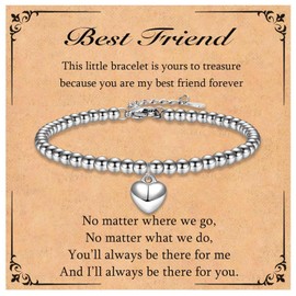 KORAS Best Friend Bracelet, Heart Charm Bracelet Best Friend Gift for Women Friendship Gifts, Jewellery Presents for Birthday Christmas Graduation