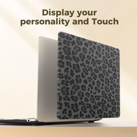 iLeadon Compatible with MacBook Air 13 inch Case 2022, 2021-2018 Release A2337 M1 A2179 A1932, Plastic Hard Shell&Keyboard Cover&Screen Film for MacBook Air 13.3 inch Case (Black Leopard)