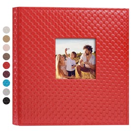 Mublalbum Leather Photo Album 4x6 1000 Photos Large Capacity Picture Book with Horizontal and Vertical Pockets for Baby Wedding Anniversary and Family (Red)