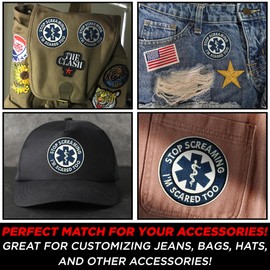 Stop Screaming Im Scared Too Patch Funny Paramedic EMT EMS Embroidered Patches for Backpack, Hat, Jackets, Iron On Sew On, Uniform DIY Embroidery PVC Patches Gift Accessories for Him Her 3 Inch