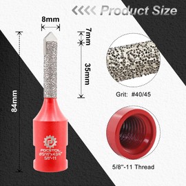 FOCSTOL Diamond Mortar Raking Bit - Mortar Router Bit with Carbide Tipped for Mortar Removal and Tuck Pointing Masonry Stone Brick Removal 5/16 Inch x 4-3/4 Inch(8mm x 42mm)