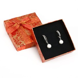 RKC x 2PCS Beautiful Sparkling Golden Red Ribbon JEWELLERY GIFT BOXES For Necklace Bracelet Earrings Rings Baby Showers Wedding Favours Birthdays Charms Wholesale Sets