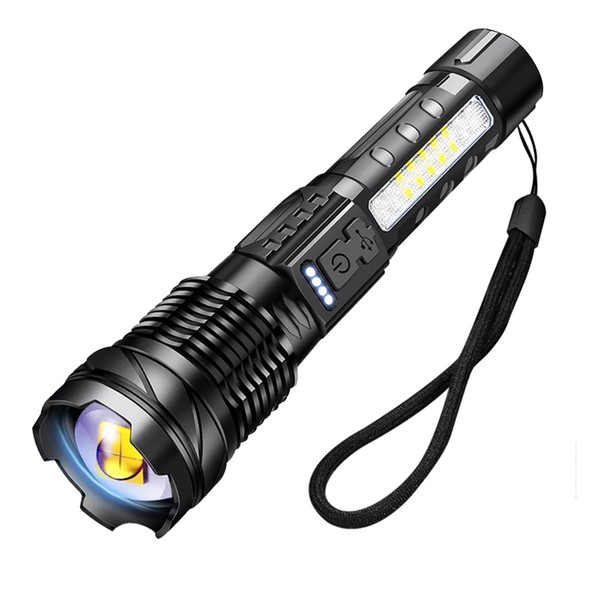 HOSONIC A76 Lampe Torche LED Ultra Puissante 20000 Lmens Lampe de Poche USB Rechargeable 7 Modes Lampe Torche Tactique avec Clip pour Camping Randonnée Urgence