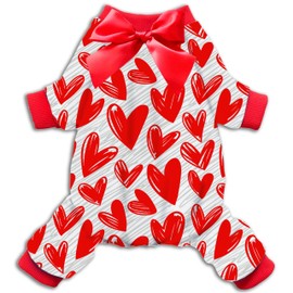 Valentine Holiday Dog Cat Pajamas, Sweet Heart Jumpuits Cloth for Small Medium Boys and Girls Puppies Pets Doggie (X-Large)