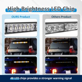 Wsays 35" 48 LED Front/Rear Window LED Strobe Lights Compatible with Construction Snow Plow Vehicles Tow Trucks- Amber White