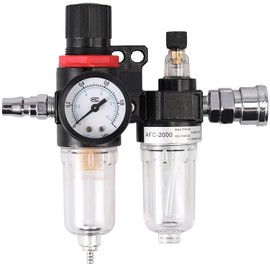 Anhoer 1/4" Air Filter Regulator Compressor Moisture Trap Kit with Pressure Gauge Water Trap Air Pressure Regulator Inline Quick Couplings for Air Compressor Regulator