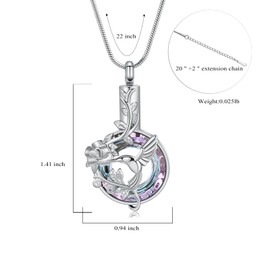 zeqingjw Crystal Hummingbird Cremation Urn Necklaces for Ashes Stainless Steel Urn Jewelry for Human Pets Keepsake Jewelry for Loved Ones