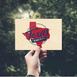 Wimberley, Texas, Bright Modern, Artwork (4x6 Birch Wood Postcards, 2-Pack Stationary, Rustic Home Wall Decor)