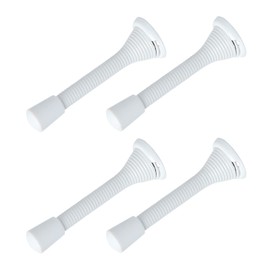 METALLIXITY Spring Door Stop(78mm/3.07") 4Pcs, Metal Flexible Spring Door Stopper with Rubber Bumper&Screws - for Door Wall Protectors, White