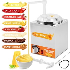 Saladulce Nacho Cheese Dispenser Warmer 2.6Quart Cheese Sauce Warmer with 2 Pumps&9 Stickers, Hot Fudge Dispenser Warmer 5-Level Insulated Pump Dispenser for Sauce Cheese Fudge Caramel