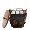 MFBJXC Round Coffee Pods Holder with Wooden Lid and Base,Wire