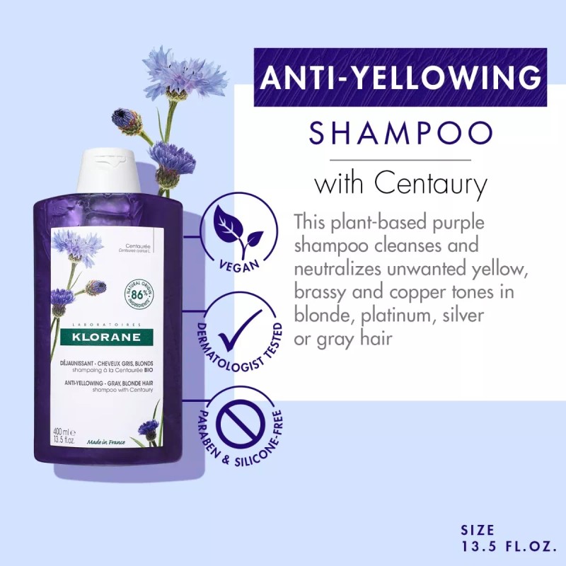 Klorane Shampoo Klorane Antiamarillamiento Para Canas Centaury 400ml
