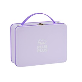 Plus-Plus 9607003 Suitcase Pastel Metal Purple Tiere Geniales Konstruktionsspielzeug, Bausteine-Set in praktischer Metall-Box mit Henkel, 600 Teile