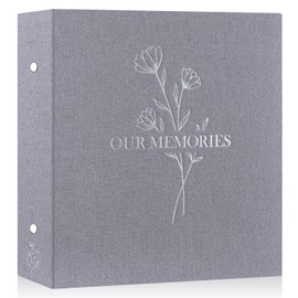 Lanpn Photo Album 4x6 600 Pockets, Large Capacity Linen OUR MEMORIES Hardcover Large Photo Book Photobook that Holds 600 Vertical and horizontal Pictures Grey