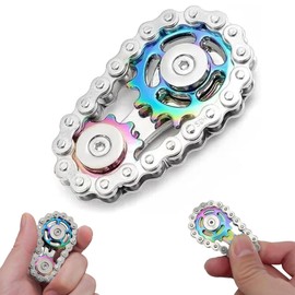 Metal Fidget Toys, Bike Chain Fidget Toy, Metal Sprocket Gear Fidgeting Sensory Bike Chain For Anxiety Relief, Fingertip Spinning Sensory Toy For Adult Kid (Colorful)