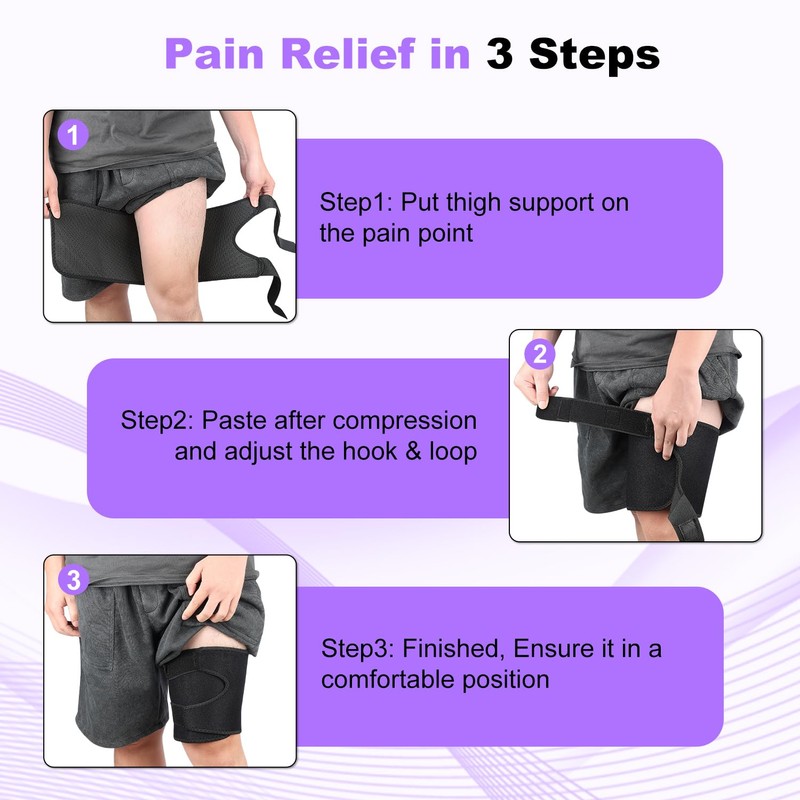 supregear Thigh Brace, Adjustable Thigh Compression Stabiliser Non-Slip for Hip