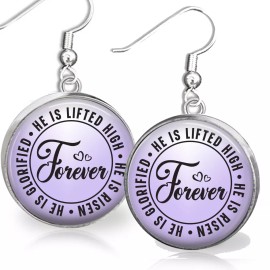 the fun things He Is Risen Earrings Glorified Lifted High Bible Scripture Religious Jewelry