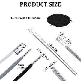 12Pcs Drawstring Cords Replacement 51 Inch Cotton Hoodie String Universal Drawstrings for Sweatpants Shorts Pants Jackets Elastic Drawstring with Easy Metal Threader