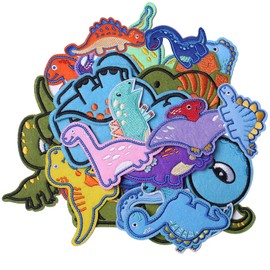 TACVEL Dinosaurier-Flicken zum Aufbügeln für Kinderkleidung, Dinosaurier-Motiv, bestickt, zum Aufnähen für Jacken, Rucksäcke, Mützen, Jeans zum Dekorieren von Kleidung, 26 Stück