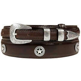 Waco Texas Star Conchos Oil Tanned Genuine Leather Ranger Belt (Brown, 38)