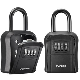 Puroma Key Lock Box, Portable Combination Lockbox Wall-Mounted Key Storage Box for House Keys, Resettable Code Safe Security Lock Box for Home, Office, Apartment Spare Key Storage (2 Pack, Pure Black)