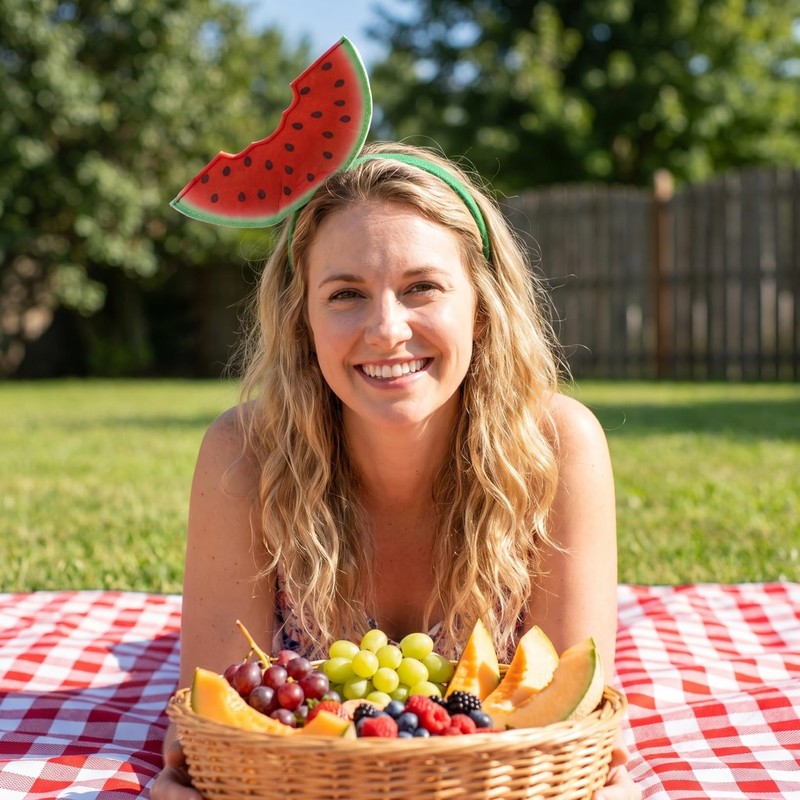 VOSAREA Watermelon Headband Fruit Hairband Summer Headpiece Watermelon Costume for
