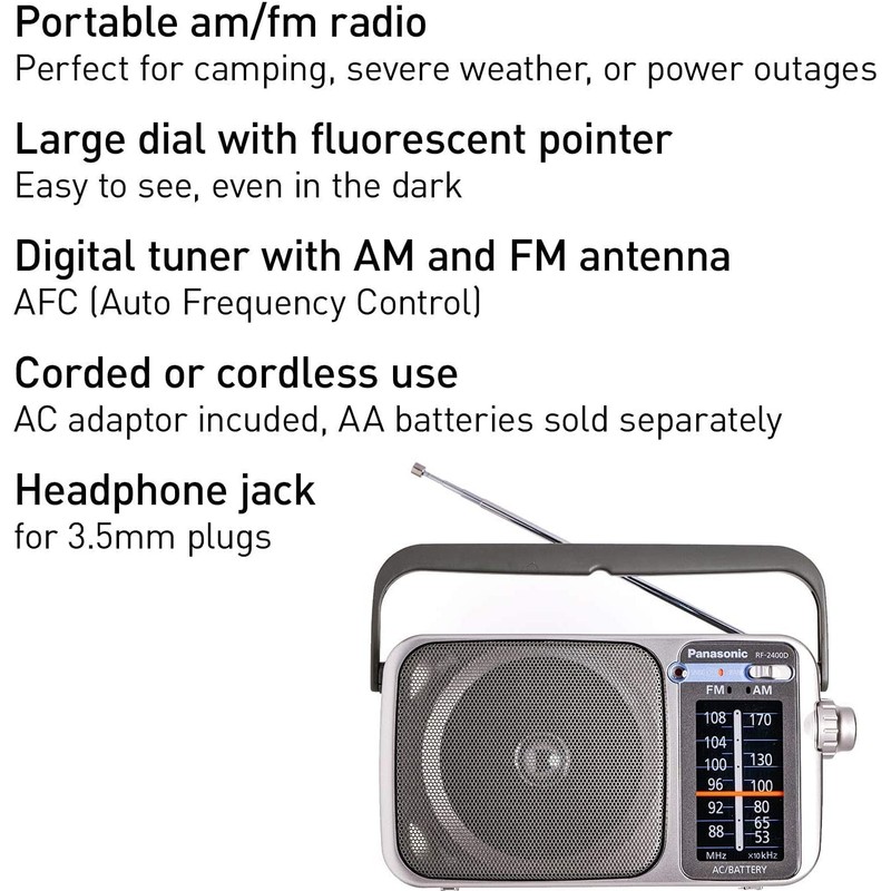 Panasonic RF-2400 AM/FM Radio, Silver