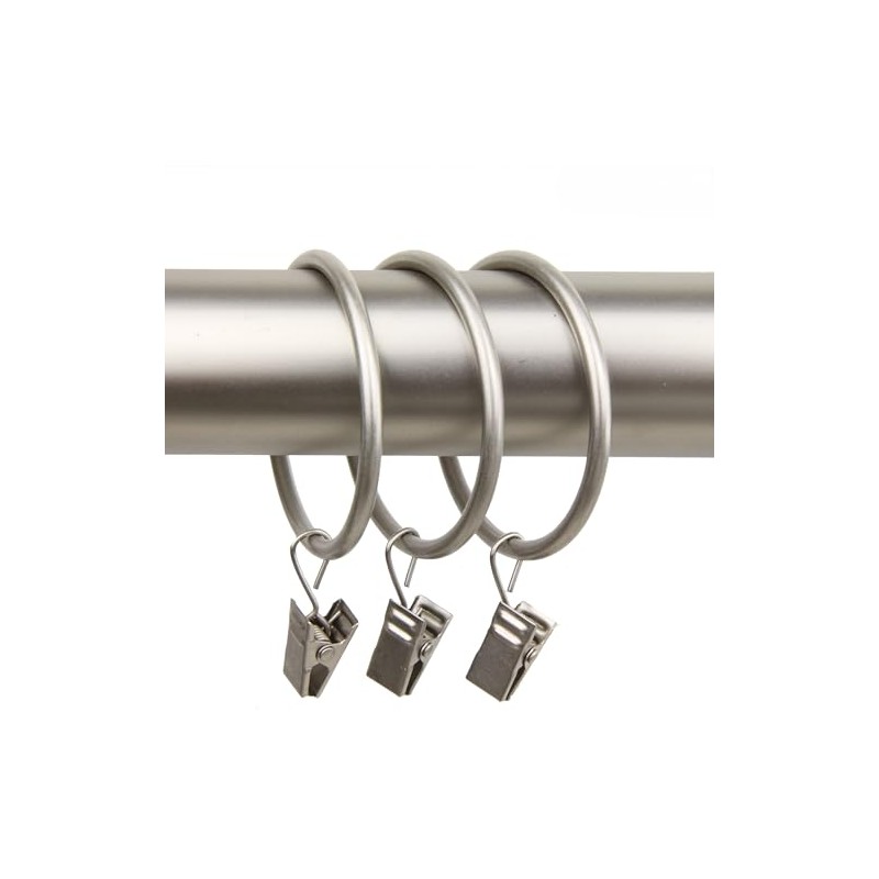 Rod Desyne 2 inch Curtain Rings w/Clip - Satin Nickel