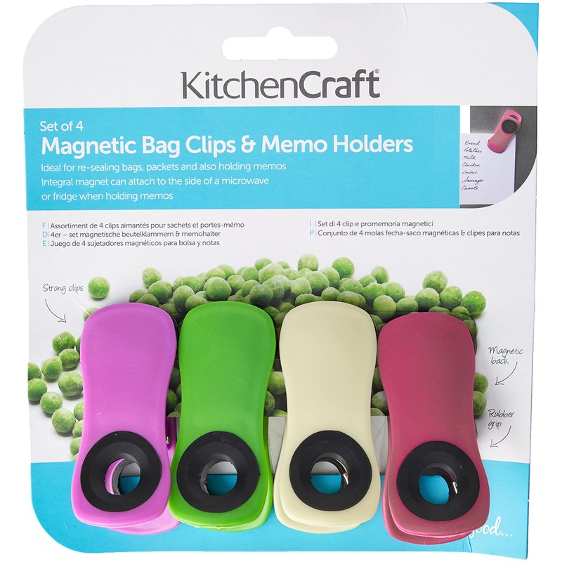 KitchenCraft Chunky Magnetic Clips for Food Bags and Memos, Plastic,