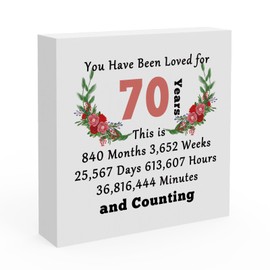 Birthday Gifts For Women Men 70 Years Old Wooden Box Sign Desk Decor for Grandpa Grandma 70th Anniversary Present Ideas for 70 Years Old Wife Husband Christmas Birthday Gift