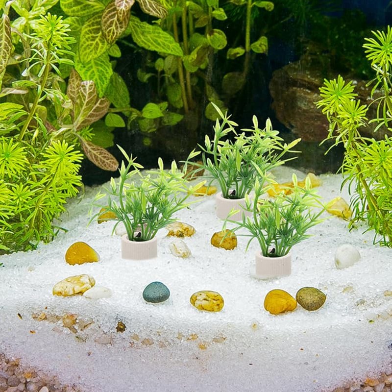 POPETPOP Pack of 5 Aquarium Ring Aquatic Plants, Ceramic Water