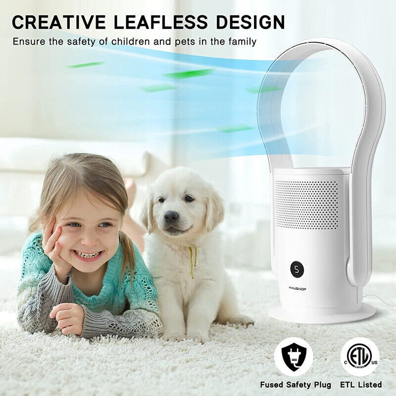 HAUSHOF Bladeless Tower Fan Air Purifier Conditioning Fan,Remote Touch Control