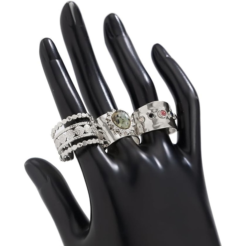 Dainty Wide Band Ring Set of 3 for Women Adjustable