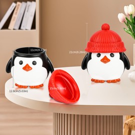 YXDGSG Penguin Statue Cookie Jar, Resin Candy Dish Figurines, Cute Funny Candy bowl with Lids, Penguin Gifts Office Desk Home Table Decor Storage Containers(Large)