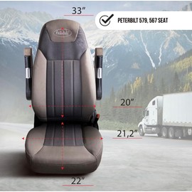 V-TRUCK CORP SEAT Cover for Peterbilt 579 567 OEM Stock SEAT (Black/Black)