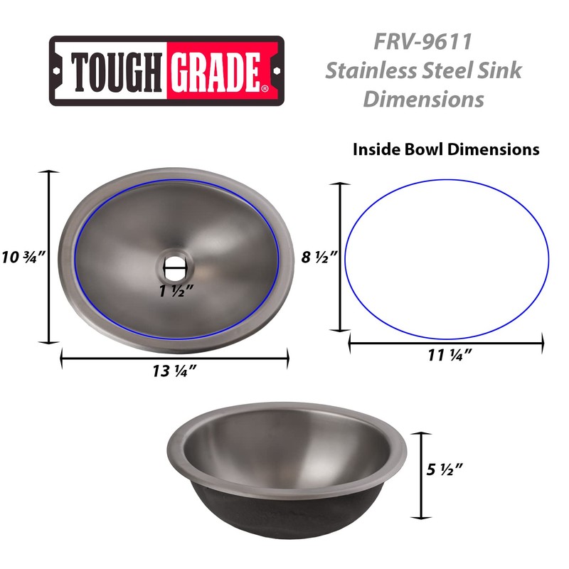 Tough Grade RV Stainless Steel Sink | 22 Gauge Stainless