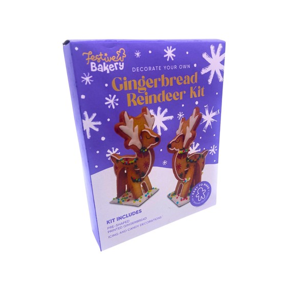 Decorate Your Own Gingerbread Reindeer - Easy To Make - No Baking - Includes Pre-shaped Gingerbread, Icing & Decorations - Christmas Fun For All The Family!