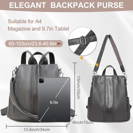 VASCHY Women's Backpack, Fashion Anti-Theft Bag Waterproof Hand Faux Leather Elegant School Bag Girl Lightweight for College Work Travel Leisure Vintage Weaving Gift with Shoulder Strap Grey, grey,